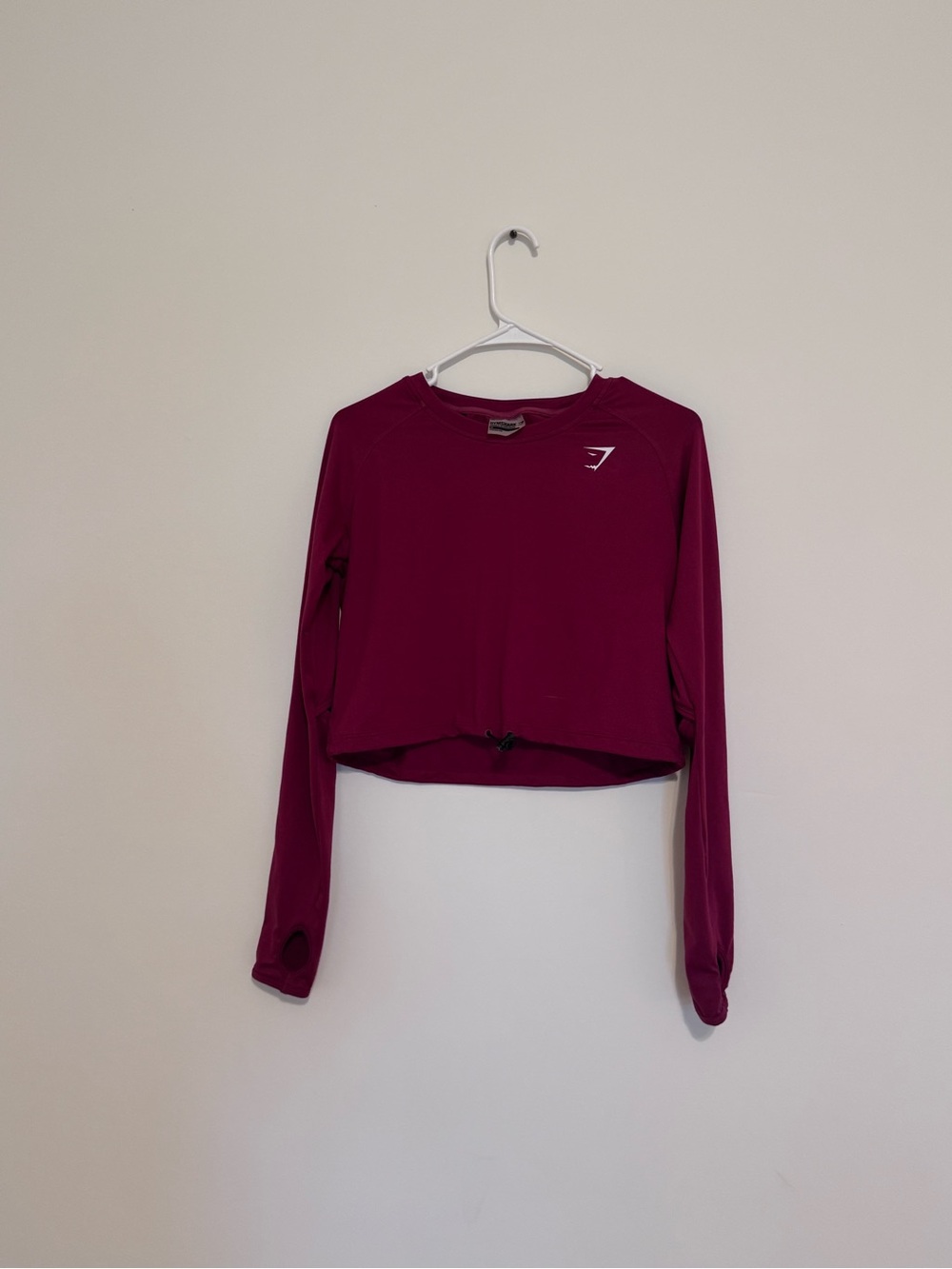 Gymshark Long-Sleeve Cropped Top in Deep Berry